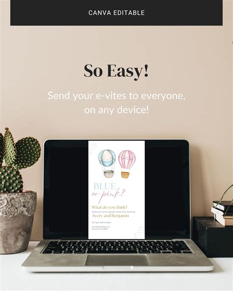 Hot Air Balloon Gender Reveal Invitation Gender Reveal Party Etsy