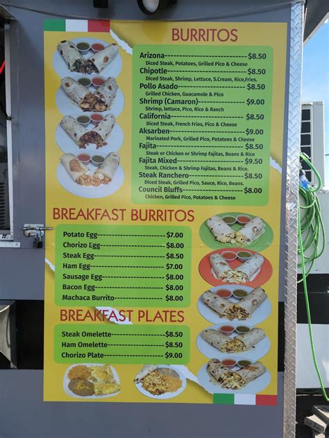 Menu At Juanito S Taco Truck Restaurant Council Bluffs