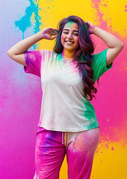 Premium Photo Holi Delight Hot Girls Joyful Celebration
