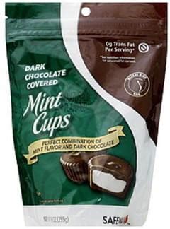 Safeway Dark Chocolate Covered Mint Cups 9 Oz Nutrition Information