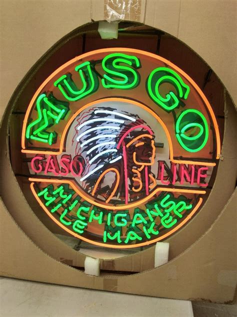 Musgo Gasoline Neon Signs With Neon Garage And Man Cave Etsy