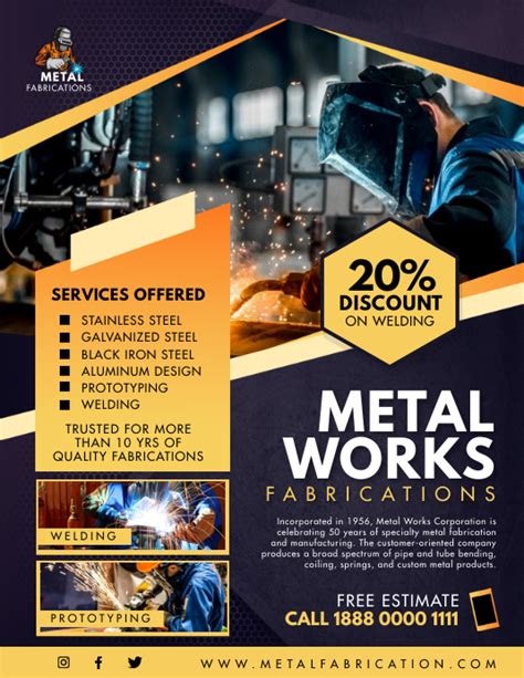 Metal Works Fabrication Service Flyer Templat Template Postermywall