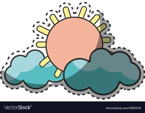 Sun and clouds cartoon character Royalty Free Vector Image