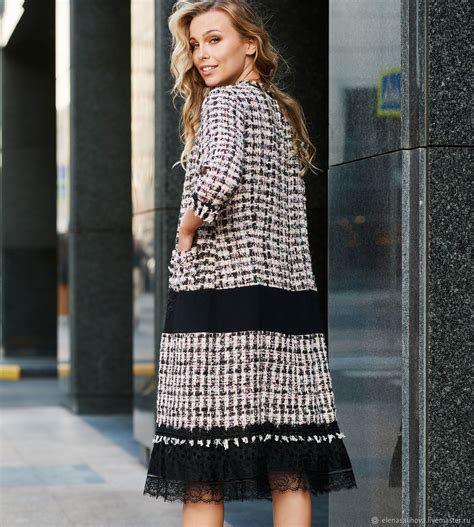 Платье из ткани Шанель, с тесьмой, кружевом и бархатом | Long sleeve ...