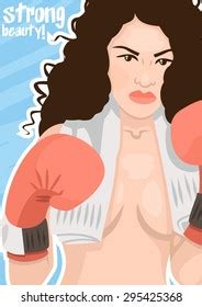Curly Beautiful Naked Girl Boxing Gloves Stock Vector Royalty Free 295425368 Shutterstock