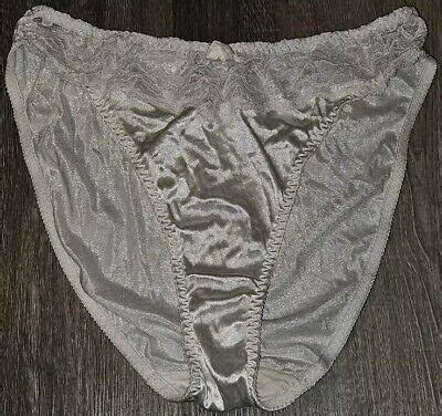 Vintage White Lace Delicates Bikini Liquid Satin Panties L Ebay