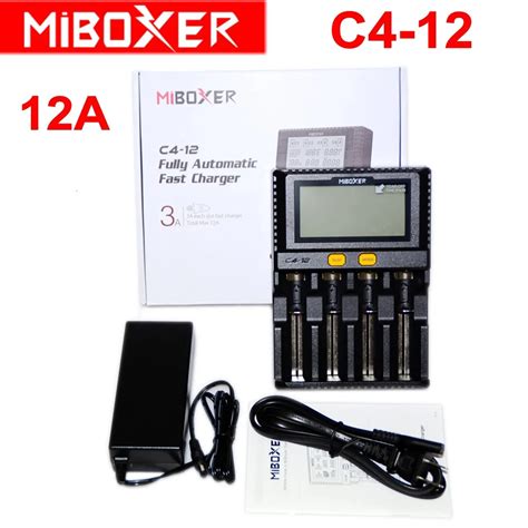 Miboxer C4-12 Smart Battery 18650 265650 Charger 4-Slot LCD Screen 3.0A ...
