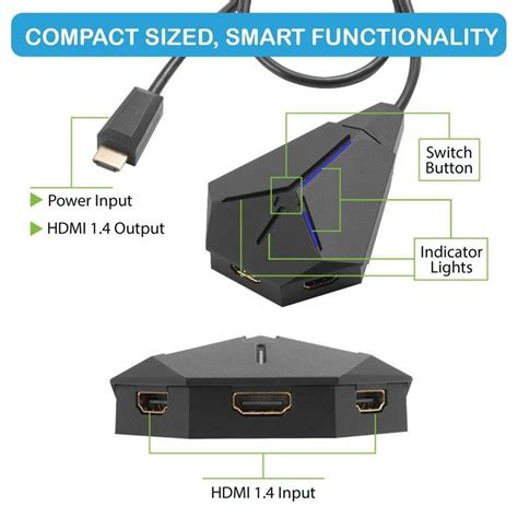 3405 3 PORT HDMI SWITCH WITH PIGTAIL CABLE SUPPORTS HDMI 1 4 4K FULL