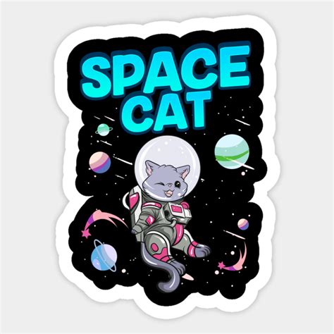 Adorable Space Cat Cute Kitty Astronaut Exploring Space Cat Sticker