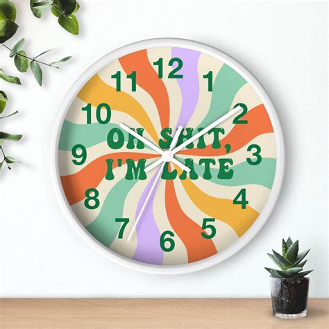 I M Late Clock Mod Cute Wall Clock Retro Colorful Wall Clock Maximalist 60 S Design Fuck It I