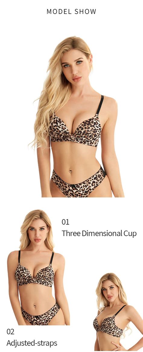 Wholesale Leopard Lingerie Women Two Pieces Bra Panties
