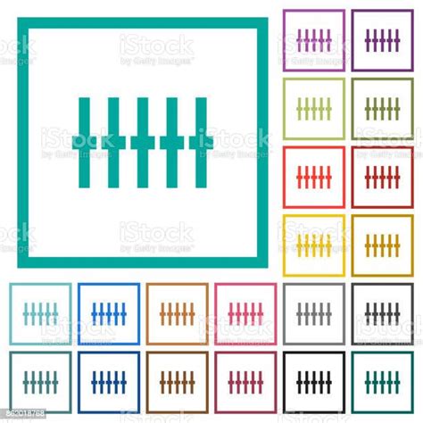 Grafische Equalizer Egale Kleur Pictogrammen Met Kwadrant Frames