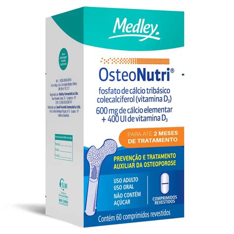 Osteonutri 60 Comprimidos Revestidos 600mg 400ui Medley