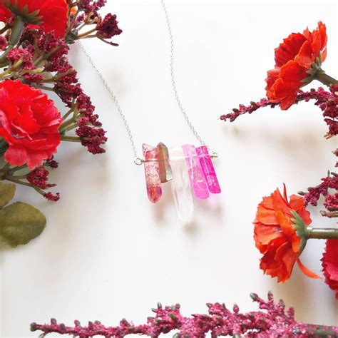 Lesbian Pride Flag Crystal Necklace Pink Quartz Solid Etsy