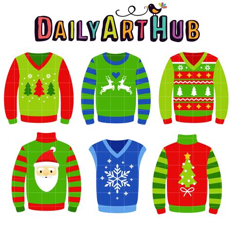 Ugly Christmas Sweaters Clip Art Set – Daily Art Hub // Graphics ...