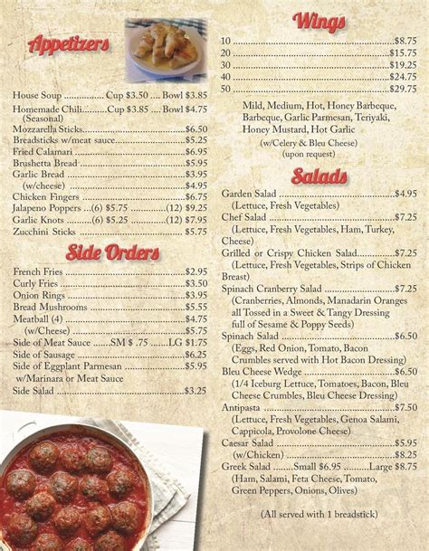 Albertos Pizzeria Italian Restaurant Since 1956 Menu In Edgewater