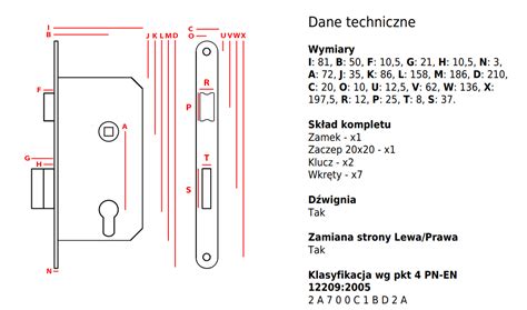 JANIA Zamek Wpuszczany Do Drzwi 72 50 Na KLUCZ Drzwiowy MI MET