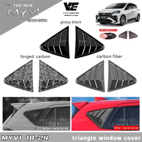 Vemart Perodua Myvi Gen Gm Carbon Fiber Triangle Window Cover