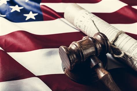 Premium Photo Wooden Gavel And Usa Flag