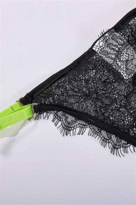 Sexy Sheer Lace Halter Neck Four Piece Lingerie Set Wow Garments