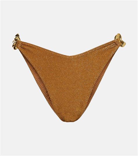 Gold Chain High Rise Bikini Bottoms In Orange Same Mytheresa