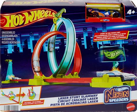Brandclub Hot Wheels Neon Speeders Track Set Laser Stunt Slamway With Hot Wheels Car