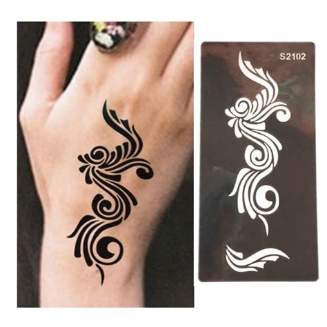 2pcs Flower Tattoo Templates Handsfeet Henna Tattoo Stencils For