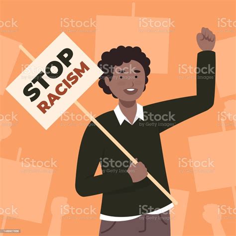 Boy Protesting Against Racism Stock Illustration Download Image Now