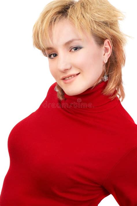 Fille Blonde En Rouge Photo Stock Image Du Mode Sain 2073842