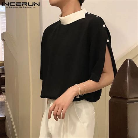 INCERUN Tops De Estilo Coreano Para Hombre Camisetas De Manga Corta Con