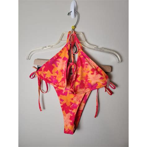 Pink Orange Tie Dye Halter Bikini Set 437 Brand Depop