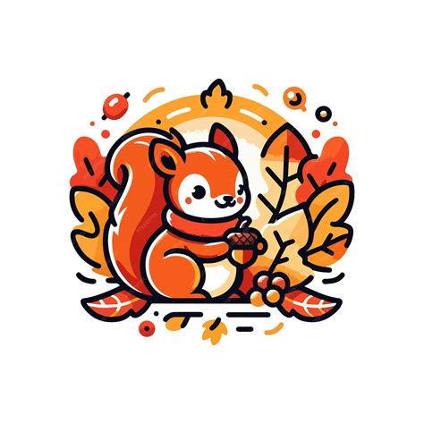 Premium Vector Cartoon Cute Squirrel Autumn Icon Character Vector