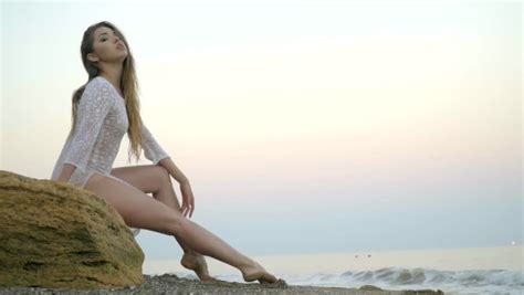 Stock Video Clip Of Sexy Blonde With Long Hair Positively Poses Shutterstock