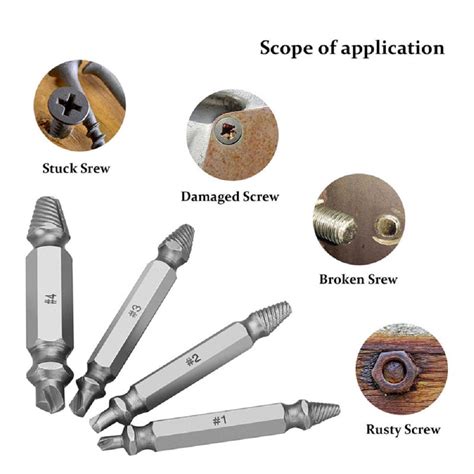 4pcs Screw Extractor Easy Out Drill Bit Bolt Extractor Set Damaged ...