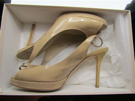 JIMMY CHOO NOVA PATENT LEATHER NUDE HEELS SIZE 41 5 1 Gem