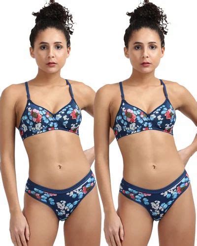 Ladyland Seamless Mould Cup Padded Lingerie Set Pack Of B Blue At Piece Lingerie