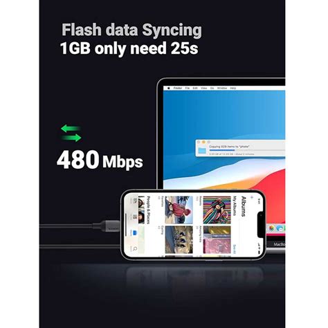 UGREEN Lightning To USB-C Silicone PD Charging Cable (Black, Blue ...