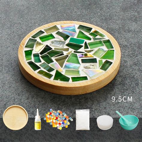 Arts & Crafts DIY Toys Glass Tile Wooden Crafts Mixed Color Kits for