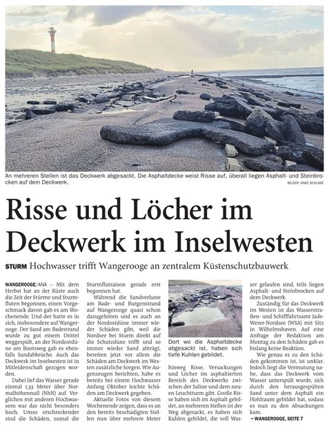 Jeversches Wochenblatt Risse Und L Cher Im Deckwerk Im