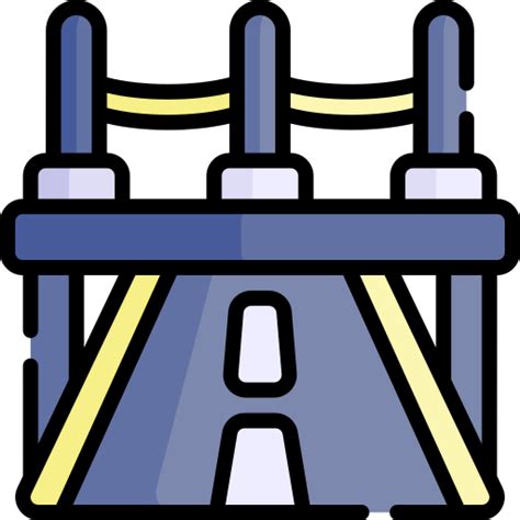 Bridge Crossing Kawaii Lineal Color Icon