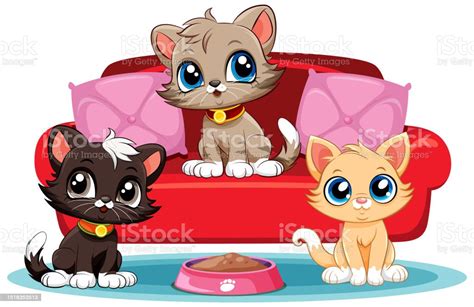 Different Three Cats Cartoon Character Stock Illustration - Download ...