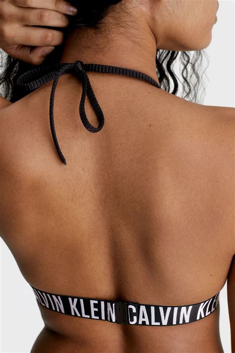 Calvin Klein Logo Bantlı Çıkarılabilir Dolgulu Üçgen KW0KW01967BEH Bayan Bikini Üstü KW0KW01967