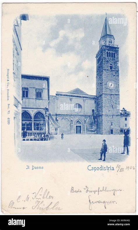 Postcard of Koper Cathedral 1902 Stock Photo - Alamy