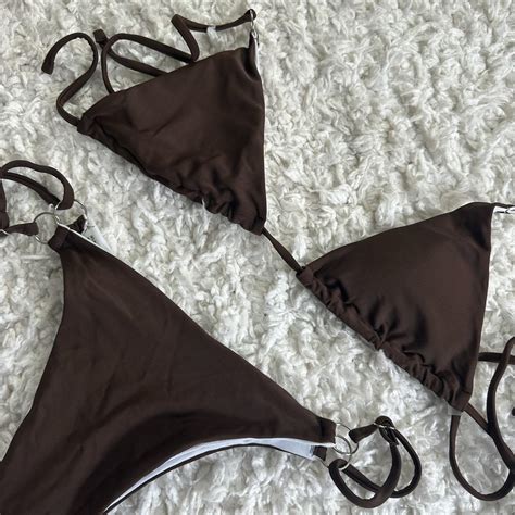 Brand New Never Worn Brown Shein Bikini Thong Depop