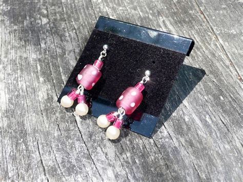 Alice Hot Pink And White Earrings Etsy