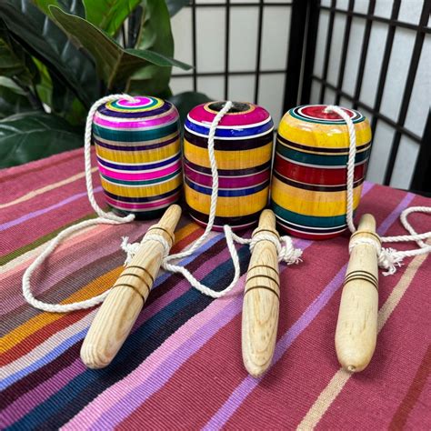 Mexican Wood Toy Balero Multicolor Handmade Authentic From Mexico Regalo Juguete Knick Knack