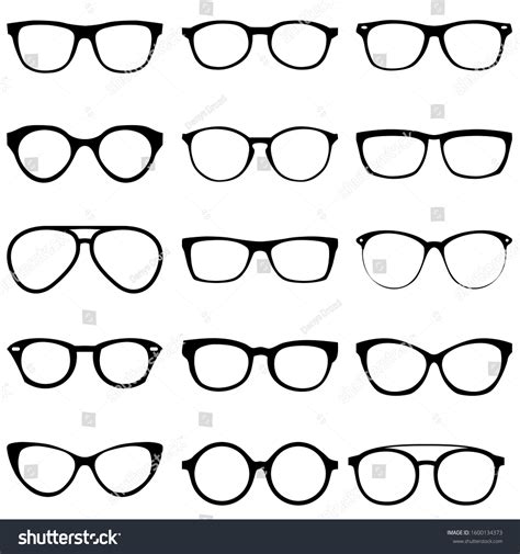 Black Silhouettes Different Eyeglasses Vector Icons 库存矢量图（免版税）1600134373 Shutterstock