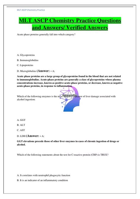 Ascp Chemistry Practice Test