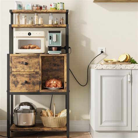 Amazon Idealhouse New Kitchen Bakers Rack With Power Outlet