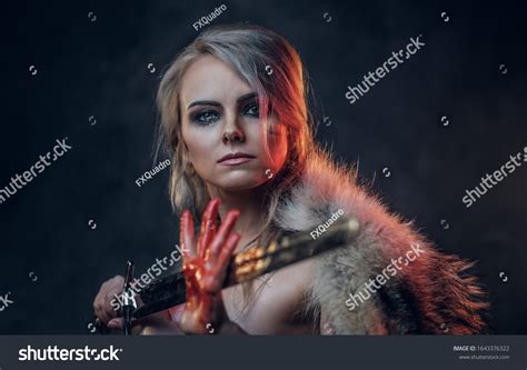 Portrait Beautiful Naked Woman Blood Stained Stock Photo Shutterstock